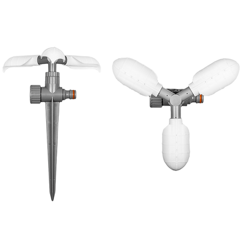 Дощувач 3-х ріжковий, що обертається, на кілочку WHITE LINE - фото №1 Дощувач 3-х ріжковий, що обертається, на кілочку WHITE LINE описание